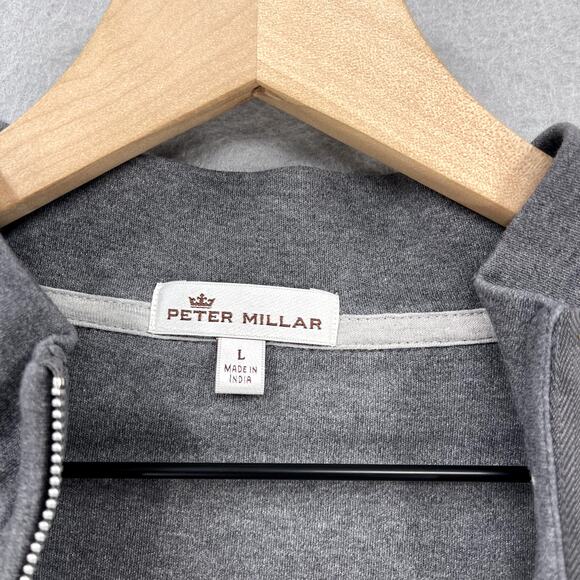 Peter Millar Sweater Mens Large Gray Quarter Zip Pullover Sweatshirt Adult - Picture 2 of 9